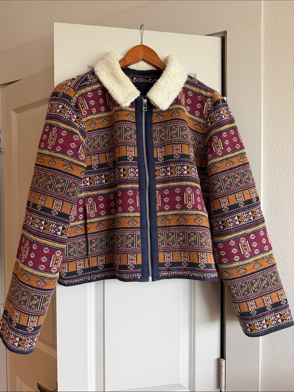 Madewell jacket with detachable faux Sherpa collar